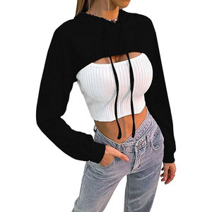 Nueva moda Otoño Streetwear mujeres Casual sudadera venta al por mayor mujeres Crop Hoodies moda con capucha para mujeres - Product Image 1