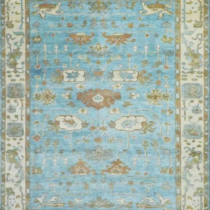 Alfombra Oushak turca tradicional hecha a mano 9x12 Color apagado antiguo Tamaño y color personalizables para picnics - Product Image 1