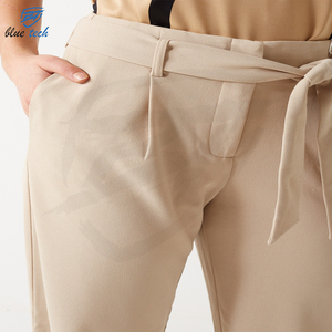 Pantalons décontractés pour femmes, longueur entière, fabrication OEM personnalisée, poches, taille mi-haute, devant plat, séchage rapide, polyester/coton, streetwear - Product Image 4