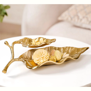 Plateau à feuilles supérieur Plateau artisanal de qualité supérieure Parfait pour les tables à manger de fête Mariages Maisons Hôtels Fêtes et plateaux saisonniers - Product Image 4