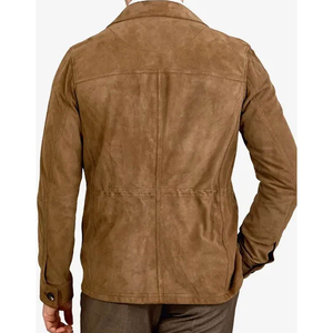 Blouson aviateur en daim marron pour hommes Blouson en cuir personnalisé Blouson en daim pour homme Logo personnalisé et design Service OEM - Product Image 6