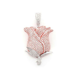 Colgante de Moissanita de Primera Calidad, Elegante, Estilo Hip Hop, con Baño de Rodio, Forma de Flor, VVS-VS Real, Dijes - Product Image 3