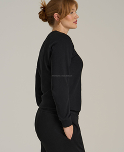 Sweat-shirt long décontracté pour femme en molleton 100 % coton, personnalisé avec logo tricoté, motif uni, impression par transfert thermique pour l'hiver - Product Image 4