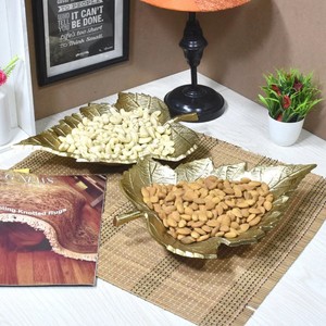 ถาดอลูมิเนียมรูปใบไม้ทรงแปลกใหม่ทำด้วยมือถาดเสิร์ฟของตกแต่งโต๊ะกลางโต๊ะดีไซน์แปลกใหม่ทำด้วยมือ - Product Image 5