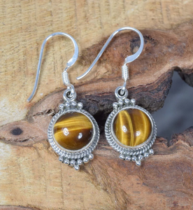 ราคาโรงงาน925ตาเสือต่างหูพลอยทรงกลมดีไซน์แบบตะขอเกี่ยวเครื่องประดับแฮนด์เมดของขวัญสำหรับเธอและแม่ - Product Image 1