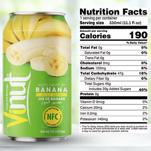 Jus de banane en gros au meilleur prix 330 ml (11,1 fl oz) Usine du Vietnam |   Échantillon gratuit et conception, marque privée, (OEM, ODM) - Product Image 2