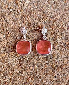 Boucles d'oreilles en argent sterling 925 avec cristal de saphir orange Bijoux tendance élégants pour les fiançailles et la fête des femmes - Product Image 1