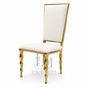 Chaise de mariage rectangulaire rembourrée en acier inoxydable doré avec coussin blanc pour événements de banquet – Vente en gros de sièges - Product Image 3