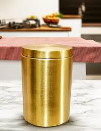 ชุดโหลเก็บของทองเหลืองเคลือบเงาแบบดั้งเดิมสำหรับห้องครัวทำด้วยมือภาชนะทองเหลืองบริสุทธิ์ที่มีฝาปิด - Product Image 4