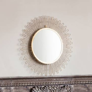 Espejo de pared de hierro de diseño moderno para sala de estar, marco dorado de forma redonda, nuevo aspecto, decorativo, para interior, hogar y hoteles - Product Image 1