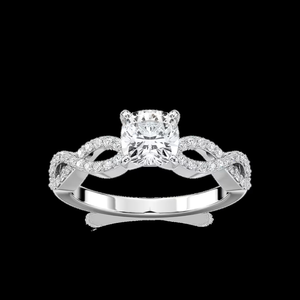 Anillo de Compromiso con Diamante Cultivado en Laboratorio de Corte Cojín de 1.30 CTW, Diseño de Espiga Trenzada, Oro Sólido de 14K - Product Image 1