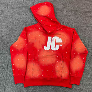 Sweat à capuche personnalisé imprimé de haute qualité 100 % coton, entièrement orné de strass, épais pour l'hiver, avec logo délavé au soleil, fabriqué par le fabricant - Product Image 3
