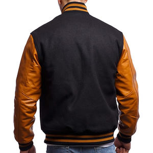 Veste universitaire en cuir pour homme de haute qualité personnalisée, veste universitaire de baseball à lettres contrastées personnalisée pour homme - Product Image 4