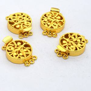 27X20X5MM 1-3 Strand Heart Bali Box Broche 18K Chapado en oro Single Multi Strand Componentes para hacer joyas B384 - Product Image 4