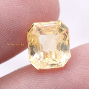 Piedra preciosa facetada hecha a mano de zafiro amarillo corte Asscher piedra suelta Natural para joyería con certificado GIA - Product Image 1