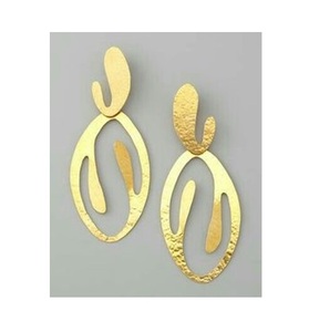 Boucles d'oreilles en plaqué or véritable pour femmes Boucles d'oreilles en métal à pampilles fantaisie. - Product Image 1