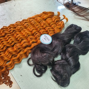 Extensions de cheveux humains Kinky Curly Bundles Super Double Drawn avec 4x4 5x5 6x6 hd Lace Closure Orange Ginger Color - Product Image 6