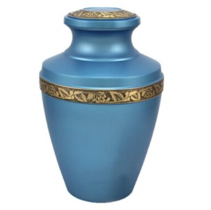 Urnes adultes de crémation en laiton avec bande de gravure et urnes funéraires en métal fini émail de couleur grise pour les cendres humaines. - Product Image 2