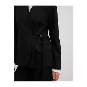 Chaqueta Blazer de Viscosa para Mujer con Detalle de Hebilla Decorativa - Product Image 2