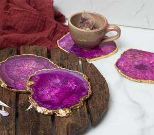 Suministros de fábrica Vajilla Accesorios Posavasos de ágata con rebanada de ágata galvanizada dorada a precio mayorista con calidad premium - Product Image 6