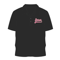 Polo noir pour sororité grecque, vêtements décontractés élégants pour sororité universitaire, rose et vert