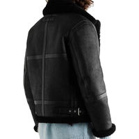 Veste de vente chaude pour hommes hiver chaud Bomber veste en cuir à la main Premium véritable peau de mouton Sherpa peau de mouton fausse fourrure