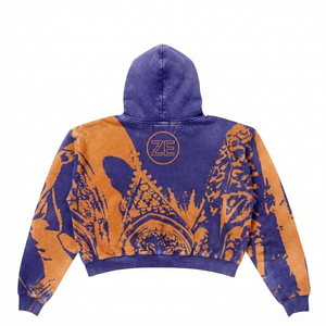 Sudadera con Capucha Premium de Felpa Suave de Algodón y Poliéster de 320 GSM, Color Morado y Naranja, con Logotipo Personalizado Serigrafiado - Product Image 2
