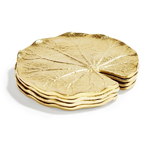 Leaf Shape Metal Drink Serving <b>Coaster</b> Brass <b>Gold</b> Plated for Kitchenware Tabletop Drinks Serving <b>Coaster</b> Handicrafts - Product Image 1