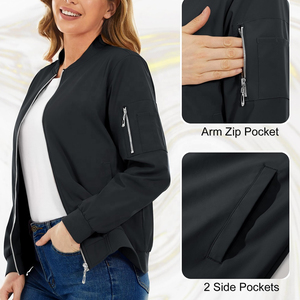 Chaqueta Bomber para mujer Moda con bolsillos Chaquetas de primavera Abrigo a prueba de viento Vintage Manga larga Casual Nueva chaqueta Bomber - Product Image 4