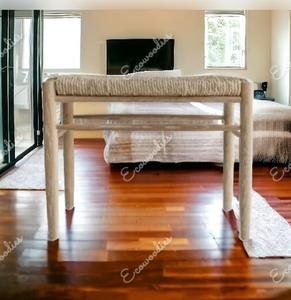 เก้าอี้ไม้ไผ่ทรงสี่เหลี่ยมผืนผ้าสไตล์โบราณทันสมัยของตกแต่งบ้านนั่งสบายเก้าอี้ฝังกระดูกแบบดั้งเดิมขาไม้ - Product Image 4