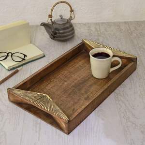 Bandeja de Madera Decorativa Antigua, Ecológica, Hecha a Mano, para Servir el Desayuno, Tamaño Personalizable, Apta para Lavavajillas y Microondas, Duradera - Product Image 1
