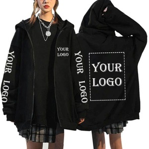 Votre propre conception marque Logo/image vestes zippées personnalisées unisexe bricolage imprimé sweat décontracté couleur unie sweat à capuche ample - Product Image 1