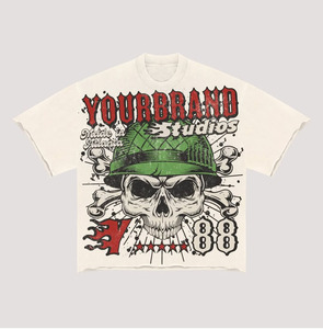 T-shirt personnalisé délavé à l'acide de style vintage pour hommes 100% coton surdimensionné tenue décontracté avec épaules tombantes - Product Image 3