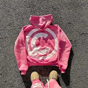 Sweat à capuche zippé unisexe délavé à l'acide, effet vieilli, avec appliques, broderies et impression numérique, teint uni, directement de l'usine - Product Image 4