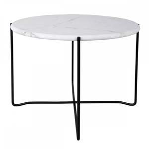 Mesa de Centro de Mármol Blanco con Base de Madera, Diseño Moderno, Mueble Sostenible para el Hogar - Product Image 2