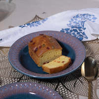 Ensemble de 4 assiettes à collation en céramique bleue vintage de 7,5 pouces, lavables au lave-vaisselle, durables, écologiques, pour la maison et les hôtels