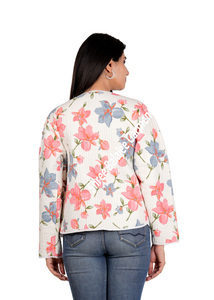 Chaqueta acolchada de lana de algodón Reversible para mujer, estampado de bloque de mano Floral, bolsillos con botones, abrigo de otoño e invierno, acabado transpirable - Product Image 2