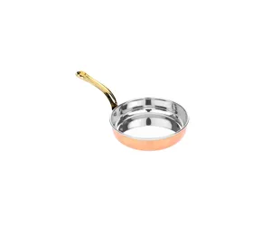 Thép Đồng rèn thép Fry Pan với Brass xử lý cho Phục Vụ Nhà khách sạn nhà hàng Kích thước-2 công suất 500 ml đồ nấu nướng