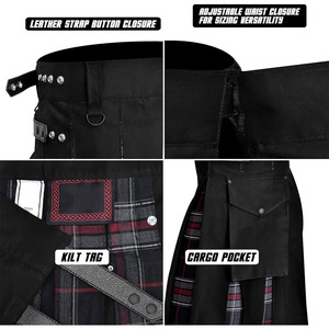 Kilts utilitaires hybrides MacGregor en tartan rouge et noir pour hommes, kilt traditionnel écossais 2026 - Product Image 5