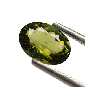 Piedra preciosa facetada de moldavita natural-Gemas de moldavita de forma ovalada-Piedra de moldavita real auténtica verde de la República Checa - Product Image 2