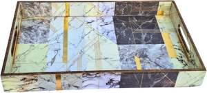 HF CRAFTS Juego de bandejas de servicio MDF hechas a mano de alta calidad con diseños de lujo Bandeja de resina epoxi única con logotipo grabado - Product Image 5