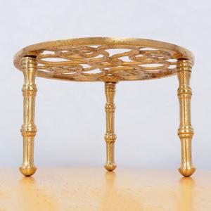 Table d'appoint marocaine moderne, table basse ronde dorée vieillie avec plateau large en verre miroir pour salon, fabricant grossiste - Product Image 3