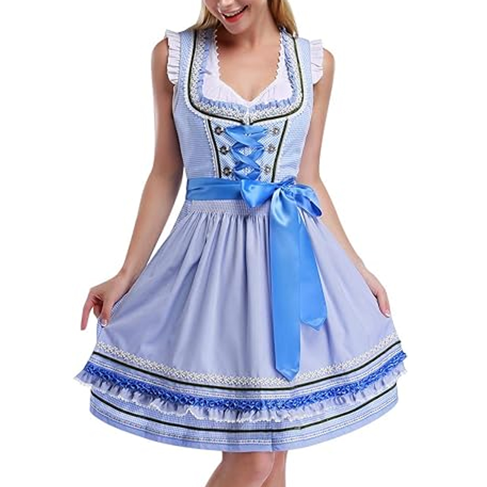 Women's Oktoberfest Costume German Dirndl Dress Traditional Bavarian Carnival US