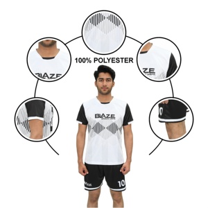 Maillots de football unisexes en polyester respirant de qualité supérieure, ensembles d'uniformes, vêtements de football personnalisés, col en V, manches courtes, antibactériens, séchage rapide - Product Image 5