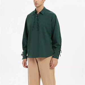 Camisa de lino jacobita con parte delantera clásica con cordones Ideal para recreaciones y ropa informal cómoda - Product Image 1