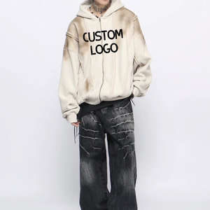 Nuevo diseño Spray Dirty Wash Sun Fade Pullover Hoodies Alta calidad personalizado desgastado bordado Regular Fit 100% algodón - Product Image 3