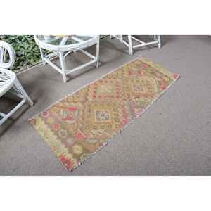 พรมวิ่งสไตล์ตุรกี ขนาด 2x5.5 ฟุต สีน้ำตาลแดงลายดอกไม้ ทำจากขนสัตว์ - Product Image 1