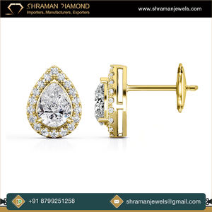 Boucles d'oreilles Halo Moissanite en or 14 carats coupe poire 2.6 CTS D VVS IGL certifié bijoux d'anniversaire de mariage pour femmes plaqué rhodium - Product Image 5