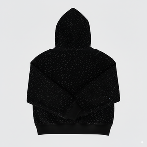 Sweat à capuche oversize de haute qualité avec logo brodé entièrement en strass, style streetwear Y2k, marque personnalisée, 450 g/m², strass diamant - Product Image 2