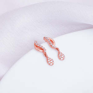 Rose Gold Wavecrest <b>Fashion</b> Drop <b>Earrings</b> - Product Image 5